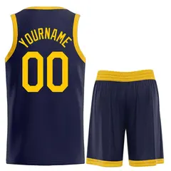 Navy Yellow Classic Sets Sports Uniform Basketball Jersey 2