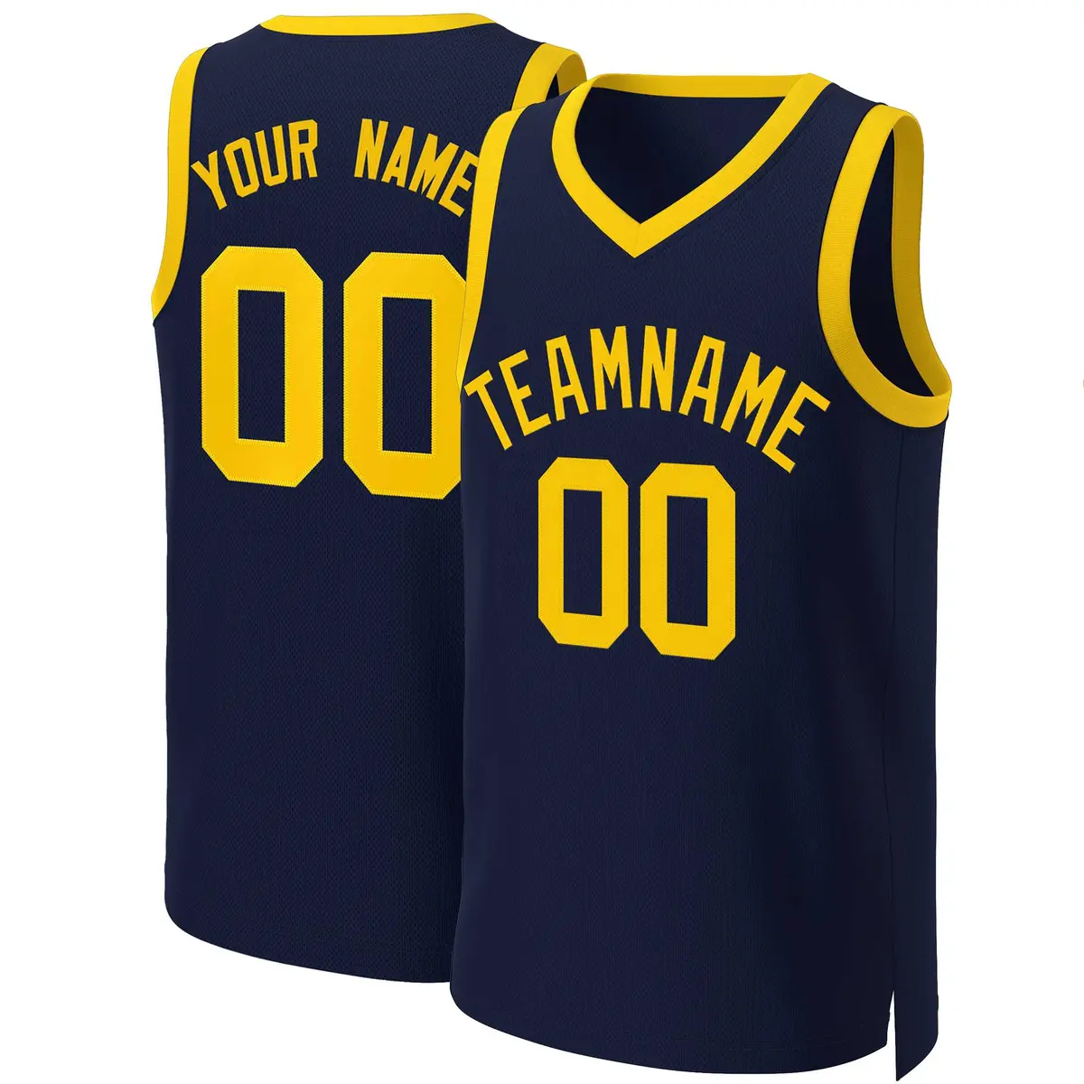 Navy Yellow Classic Team Basketball Jersey