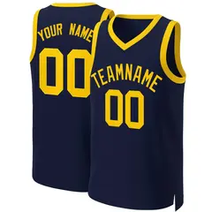 Navy Yellow Classic Team Basketball Jersey 1
