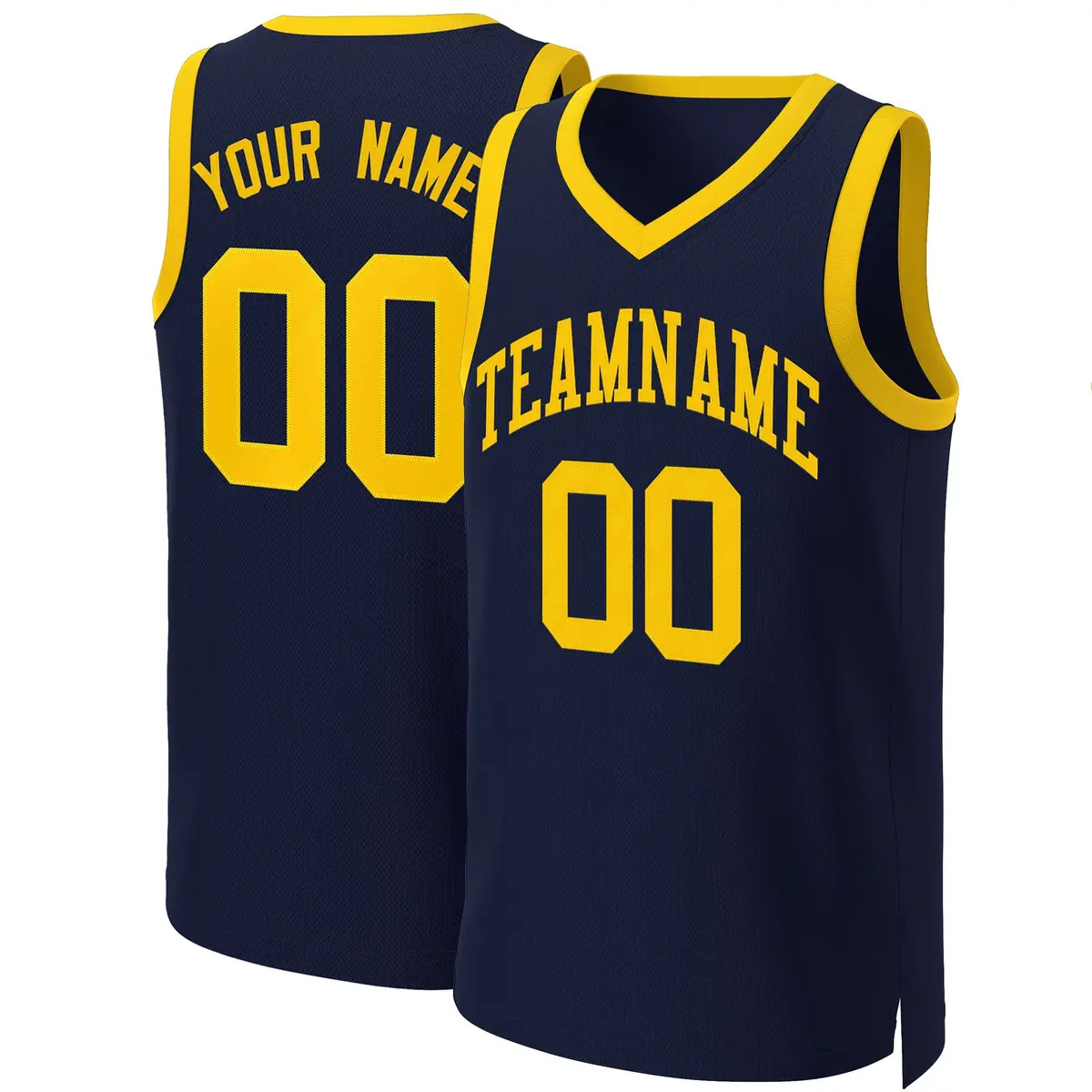 Navy Yellow Classic Team Basketball Jersey