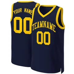 Navy Yellow Classic Team Basketball Jersey 1