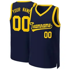 Navy Yellow Classic Team Basketball Jersey 1