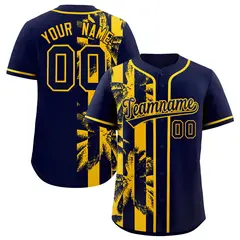 Navy Yellow Coconut Tree Split Baseball Jersey