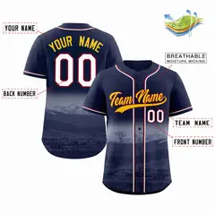 Navy Yellow-Crimson Denver City Skyline Baseball Jersey 2