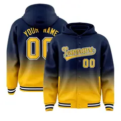 Navy Yellow Gradient Letterman Varsity Jacket Hoodie