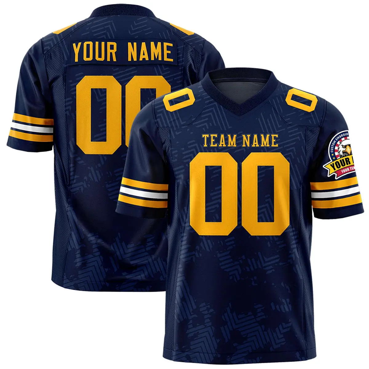 Navy Yellow Graffiti Line Design Authentic Football Jersey