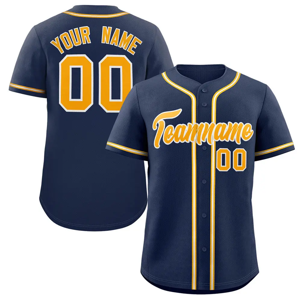 Navy Yellow-Gray Authentic Classic Baseball Jersey
