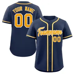 Navy Yellow-Gray Authentic Classic Baseball Jersey