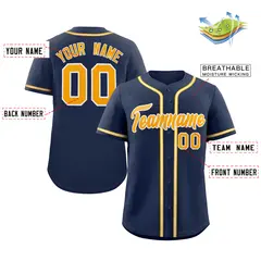 Navy Yellow-Gray Authentic Classic Baseball Jersey 2