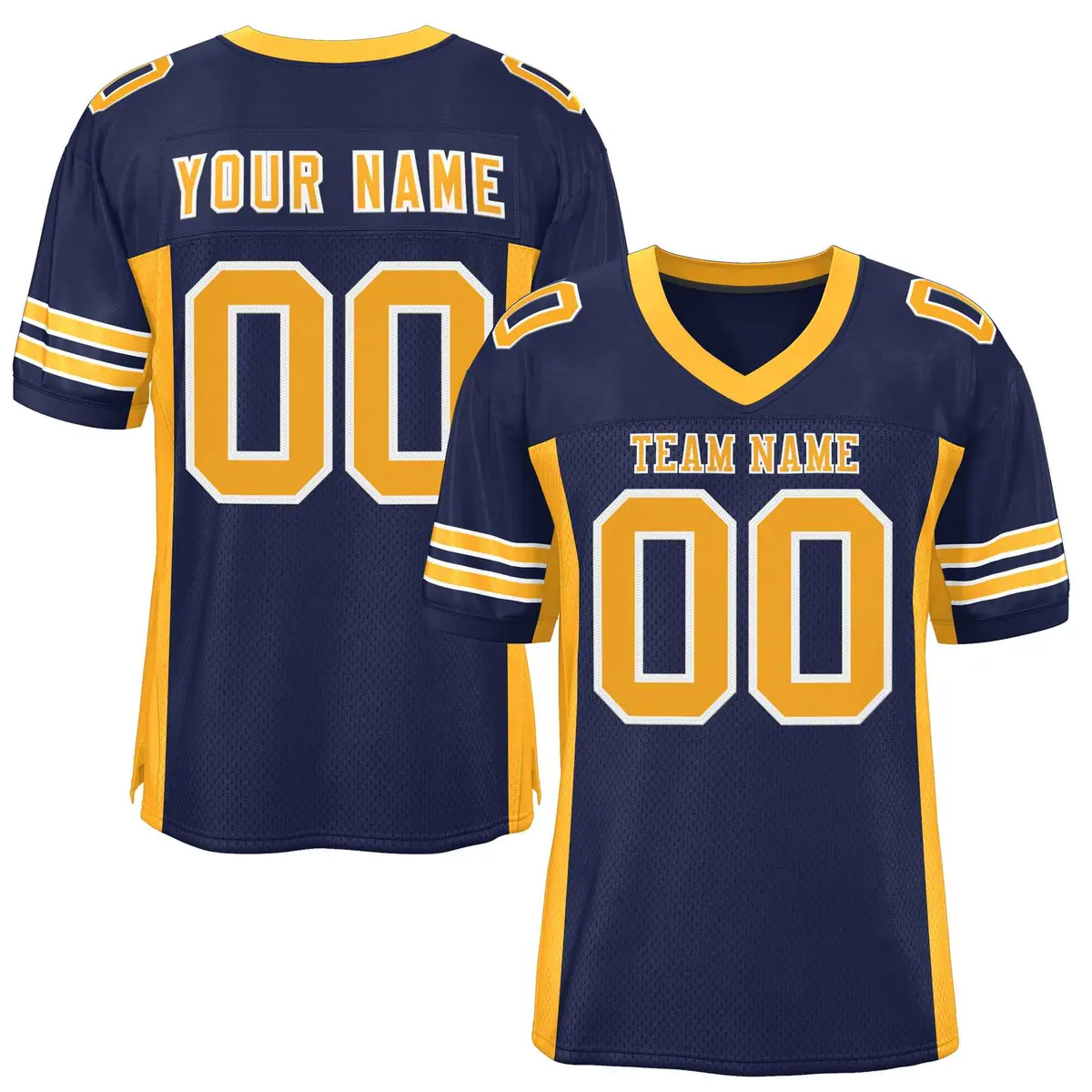 Navy Yellow Insert Color Mesh Authentic Football Jersey