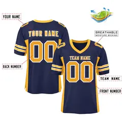 Navy Yellow Insert Color Mesh Authentic Football Jersey 2