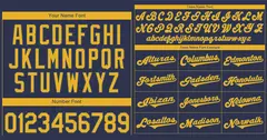 Navy Yellow-Light Blue Classic Style Baseball Jersey 3