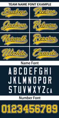 Navy Yellow Milwaukee City Nightscape Baseball Jersey 3