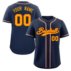 Navy Yellow-Orange Classic Authentic Baseball Jersey 1