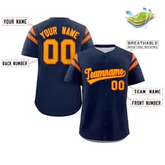 Navy Yellow-Orange Full Button Baseball Jersey 2