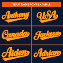 Navy Yellow-Orange Full Button Baseball Jersey 3