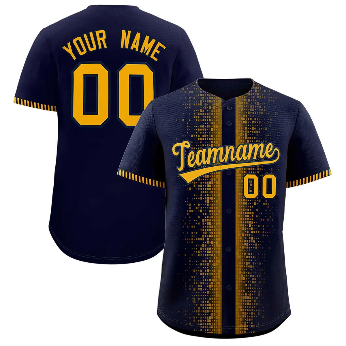 Navy Yellow Phonetic Rhythm Authentic Baseball Jersey