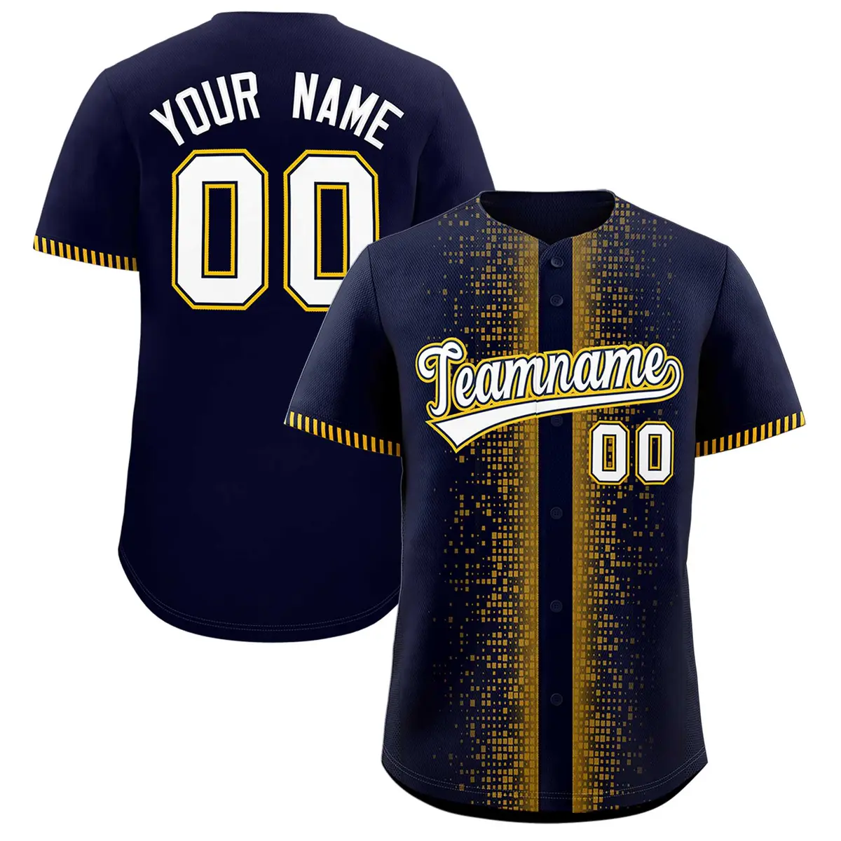 Navy Yellow Phonetic Rhythm Authentic Baseball Jersey