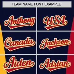 Navy Yellow Red Three Color Block Varsity Letterman Jacket 3