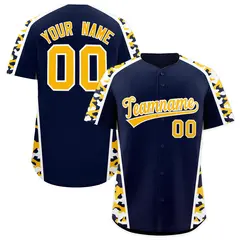 Navy Yellow Side Camo Baseball Jersey 1