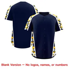 Navy Yellow Side Camo Baseball Jersey 7