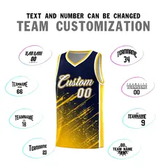 Navy Yellow Splash Basketball Kits with Tackle Twill 4