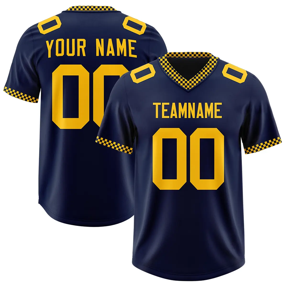 Navy Yellow Square Neckline Football Jersey
