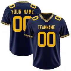 Navy Yellow Square Neckline Football Jersey 1