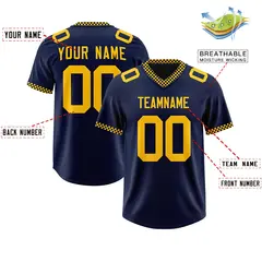 Navy Yellow Square Neckline Football Jersey 2