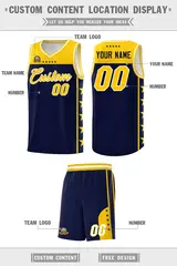 Navy Yellow Star Pattern Team Basketball Jersey 5