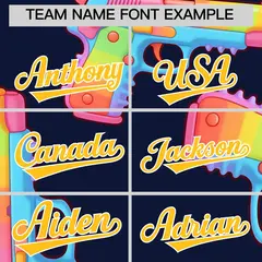 Navy Yellow Sugar-Coated Firepower Graffiti Baseball Jersey 5