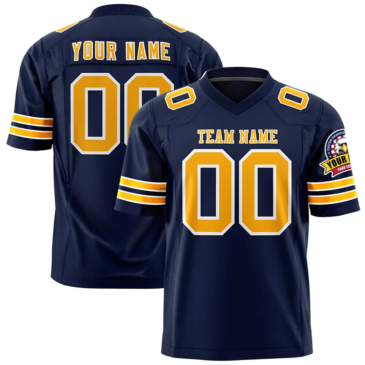 Navy Yellow-White Classic Authentic Football Jersey