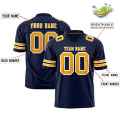 Navy Yellow-White Classic Authentic Football Jersey 2