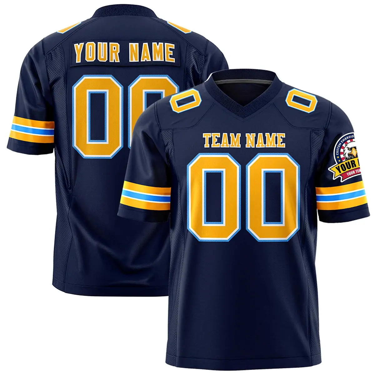 Navy Yellow-White Classic Authentic Football Jersey