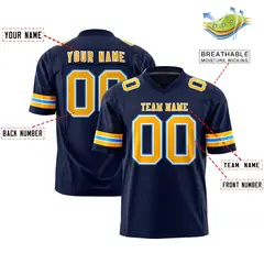 Navy Yellow-White Classic Authentic Football Jersey 2