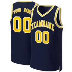 Navy Yellow-White Classic Basketball Jersey
