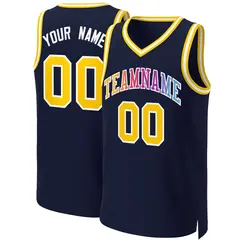 Navy Yellow-White Classic Gradient Fashion Basketball Jersey 1