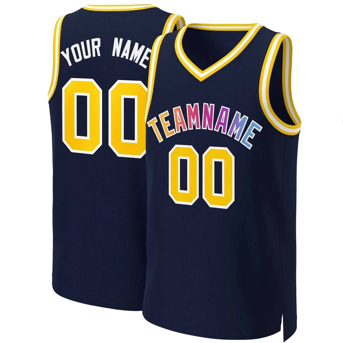 Navy Yellow-White Classic Gradient Fashion Basketball Jersey