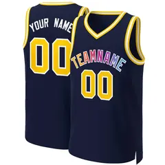 Navy Yellow-White Classic Gradient Fashion Basketball Jersey 1