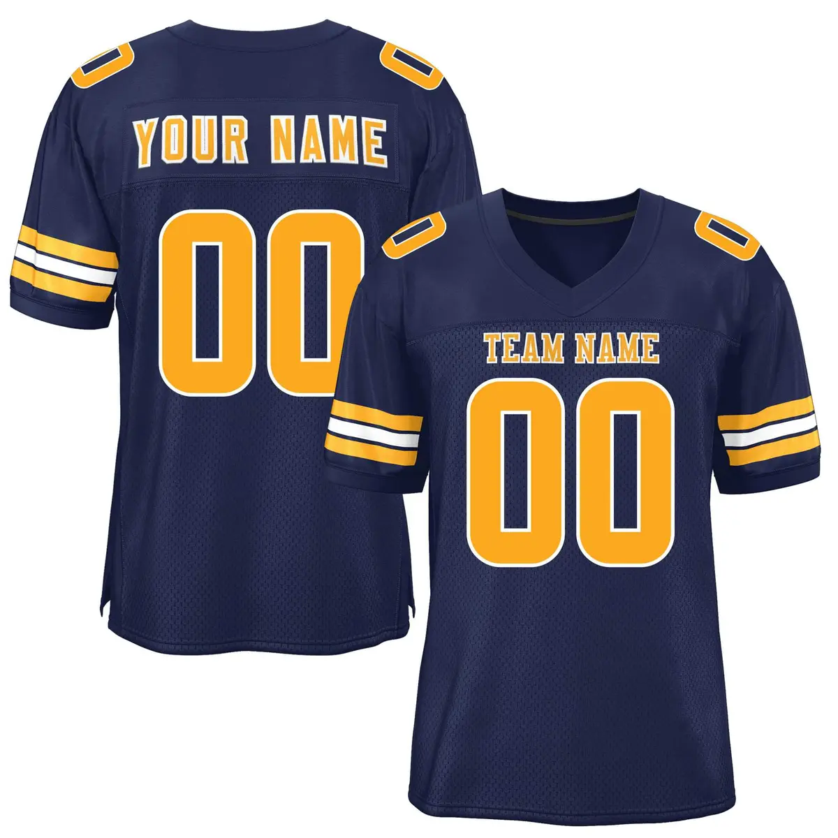 Navy Yellow-White Classic Mesh Authentic Football Jersey