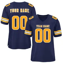 Navy Yellow-White Classic Mesh Authentic Football Jersey 1