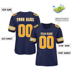 Navy Yellow-White Classic Mesh Authentic Football Jersey 2