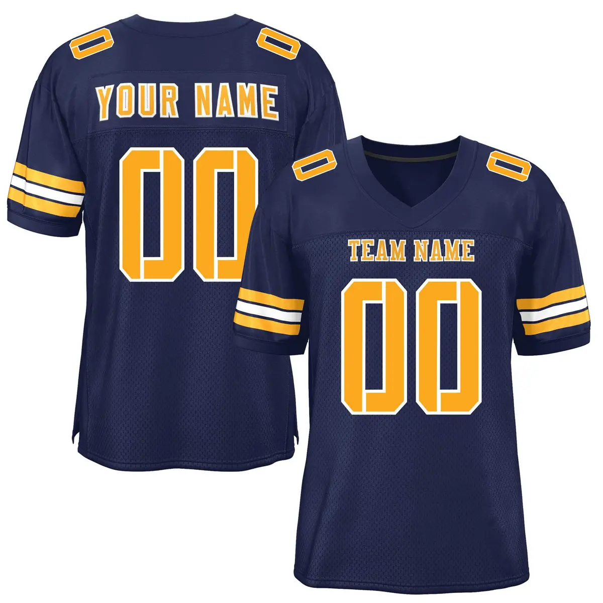 Navy Yellow-White Classic Mesh Authentic Football Jersey