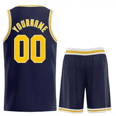 Navy Yellow-White Classic Sets Basketball Uniform Jersey 2