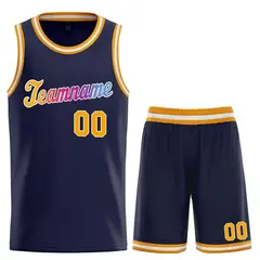 Navy Yellow-White Classic Sets Basketball Uniform Jersey 1