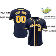Navy Yellow-White Classic Style Authentic Baseball Jersey 2