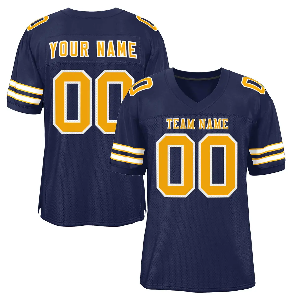 Navy Yellow-White Classic Style Authentic Football Jersey