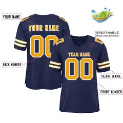 Navy Yellow-White Classic Style Authentic Football Jersey 2
