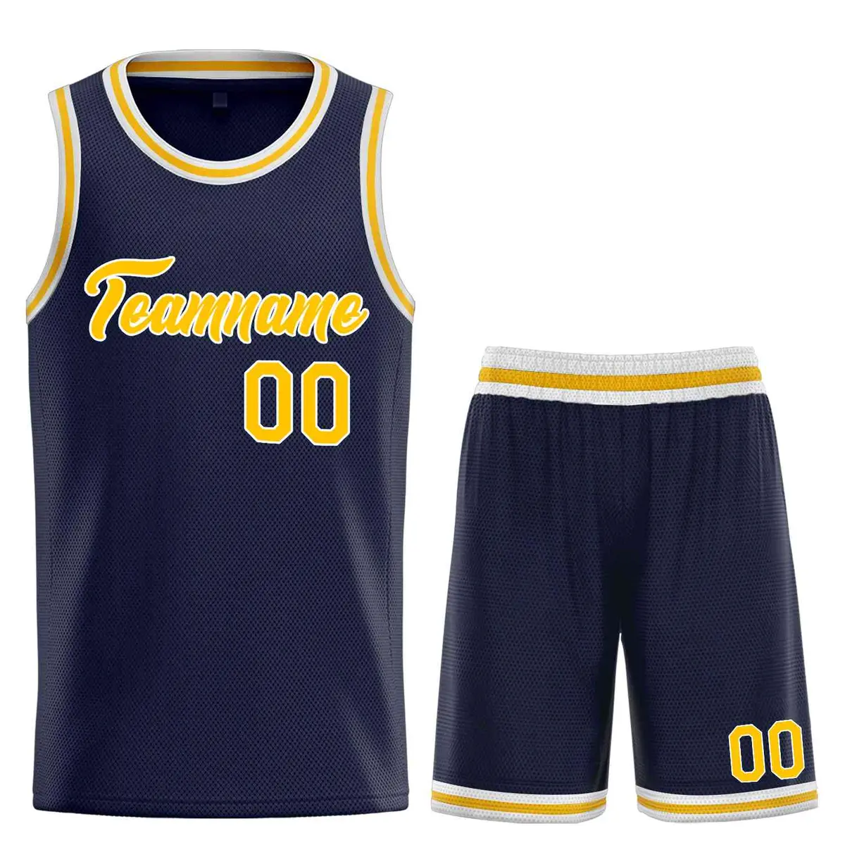 Navy Yellow-White Heal Classic Basketball Jersey Sets