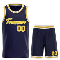 Navy Yellow-White Heal Classic Basketball Jersey Sets